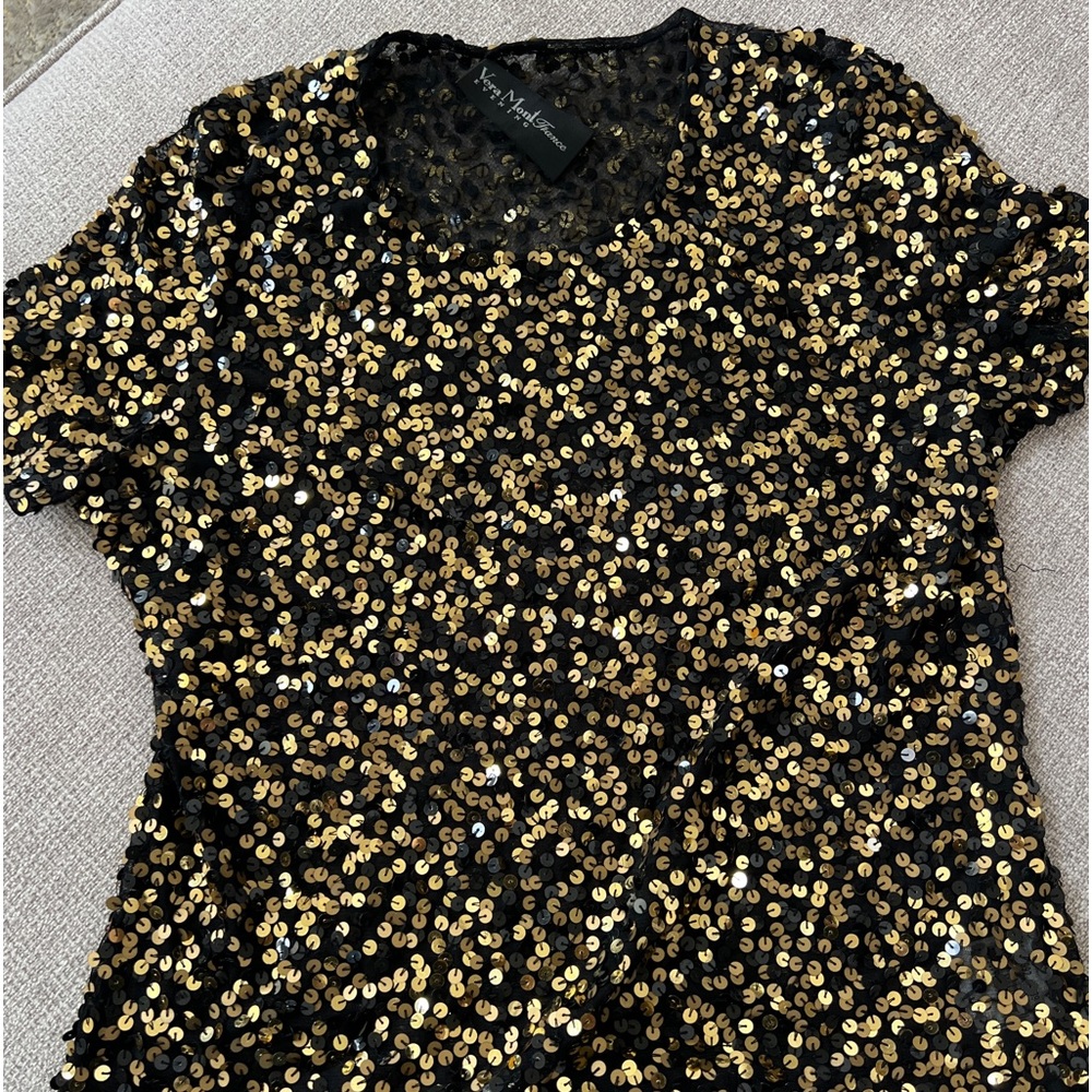 Small gold and black sequins top